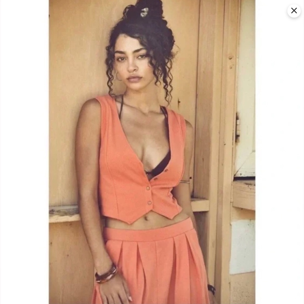 Free People Beach Corset Back Vest. Medium. NWT. Coral-y Orange. Vacation Sexy!